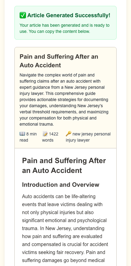 AI Content Generation Interface